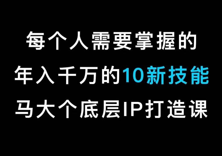 马大个的IP底层逻辑课，​每个人需要掌握的年入千万的10新技能，约会底层IP打造方法！-89网创