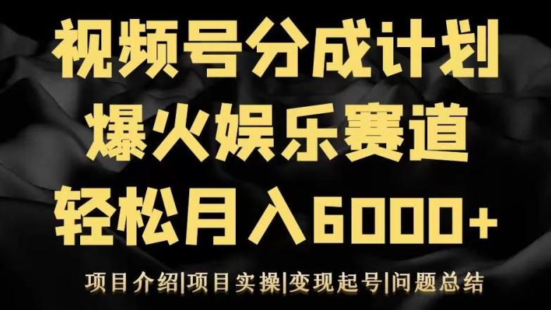 视频号创作分成计划之娱乐赛道轻松日入500+-89网创