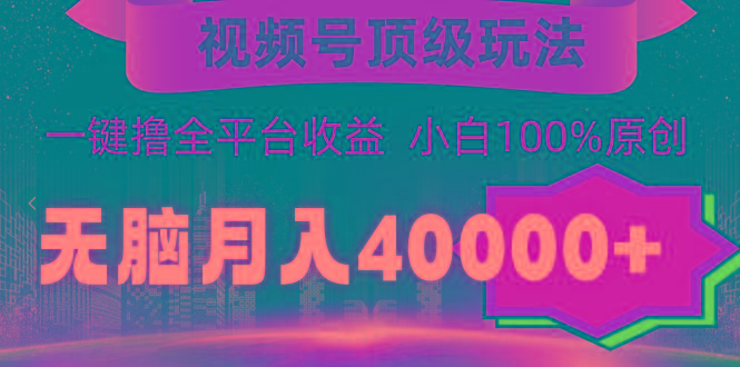 (9281期)视频号顶级玩法，无脑月入40000+，一键撸全平台收益，纯小白也能100%原创-89网创