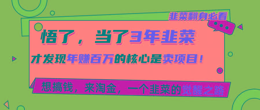 悟了，当了3年韭菜，才发现网赚圈年赚100万的核心是卖项目，含泪分享！-89网创