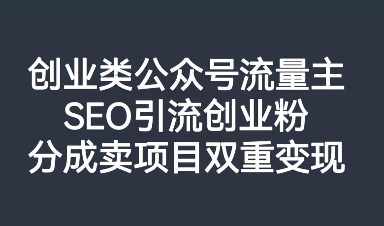 创业类公众号流量主，SEO引流创业粉，分成卖项目双重变现【揭秘】-89网创