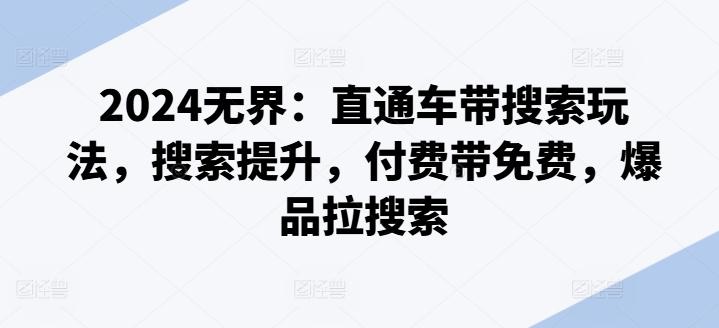 2024无界：直通车带搜索玩法，搜索提升，付费带免费，爆品拉搜索-89网创