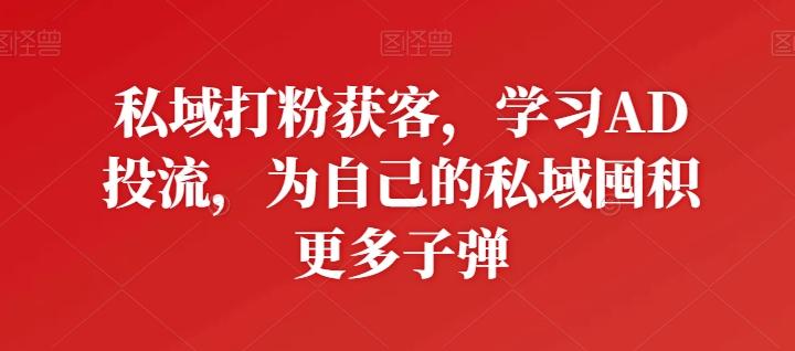 私域打粉获客，学习AD投流，为自己的私域囤积更多子弹-89网创