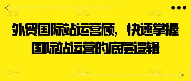 外贸国际站运营顾问，快速掌握国际站运营的底层逻辑-89网创