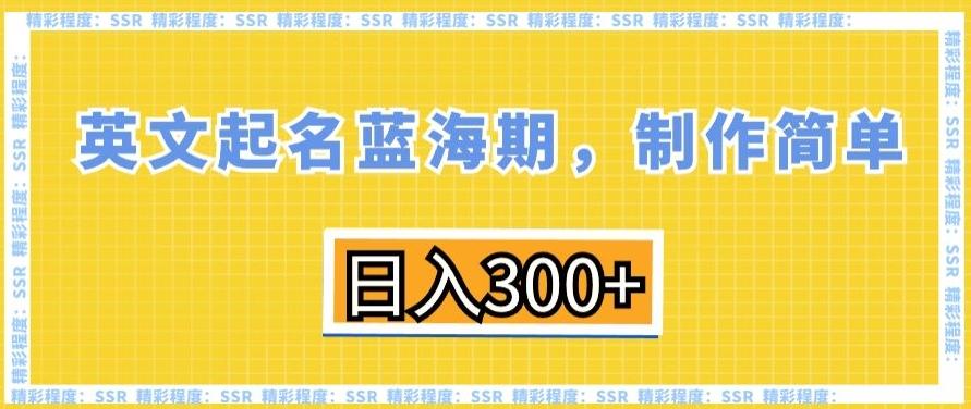 英文起名蓝海期，制作简单，日入300+【揭秘】-89网创
