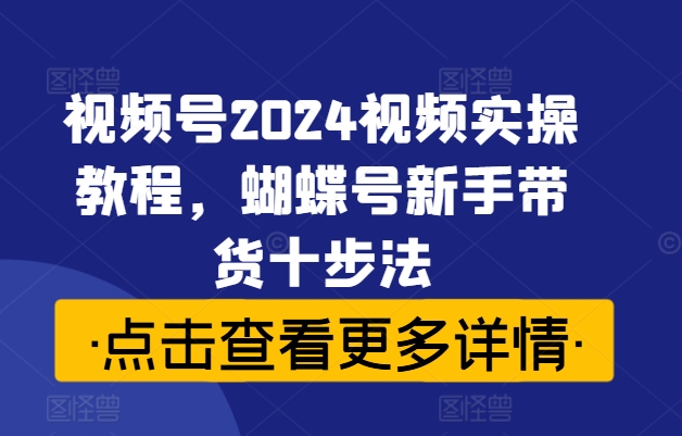视频号2024视频实操教程，蝴蝶号新手带货十步法-89网创