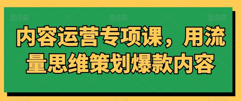 内容运营专项课，用流量思维策划爆款内容-89网创