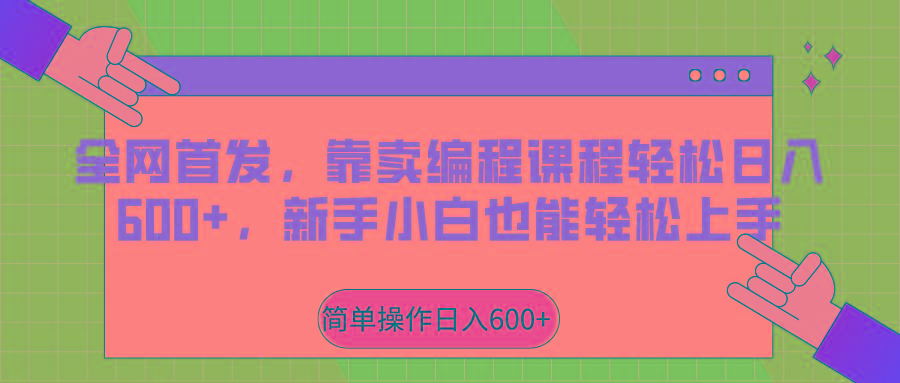 全网首发，靠卖编程课程轻松日入600+，新手小白也能轻松上手-89网创