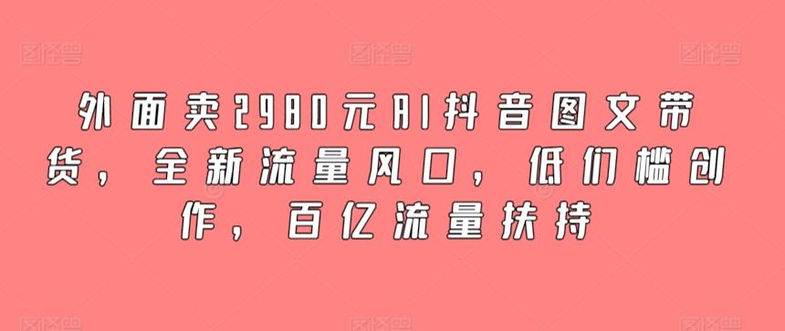 外面卖2980元AI抖音图文带货，全新流量风口，低们槛创作，百亿流量扶持-89网创