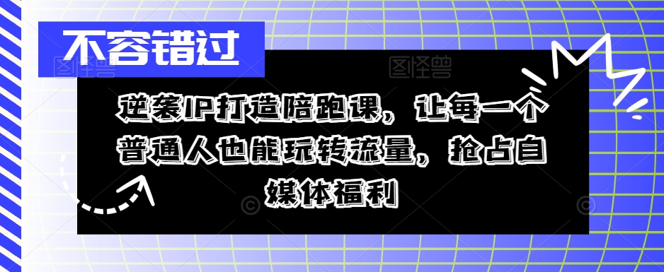 逆袭IP打造陪跑课，让每一个普通人也能玩转流量，抢占自媒体福利-89网创