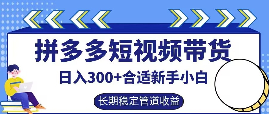 拼多多短视频带货日入300+有长期稳定被动收益，合适新手小白【揭秘】-89网创