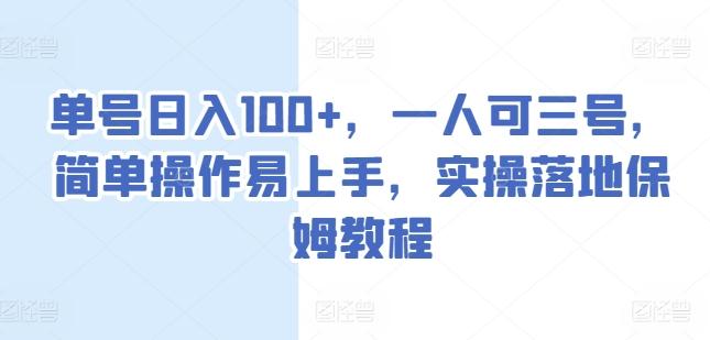 单号日入100+，一人可三号，简单操作易上手，实操落地保姆教程【揭秘】-89网创