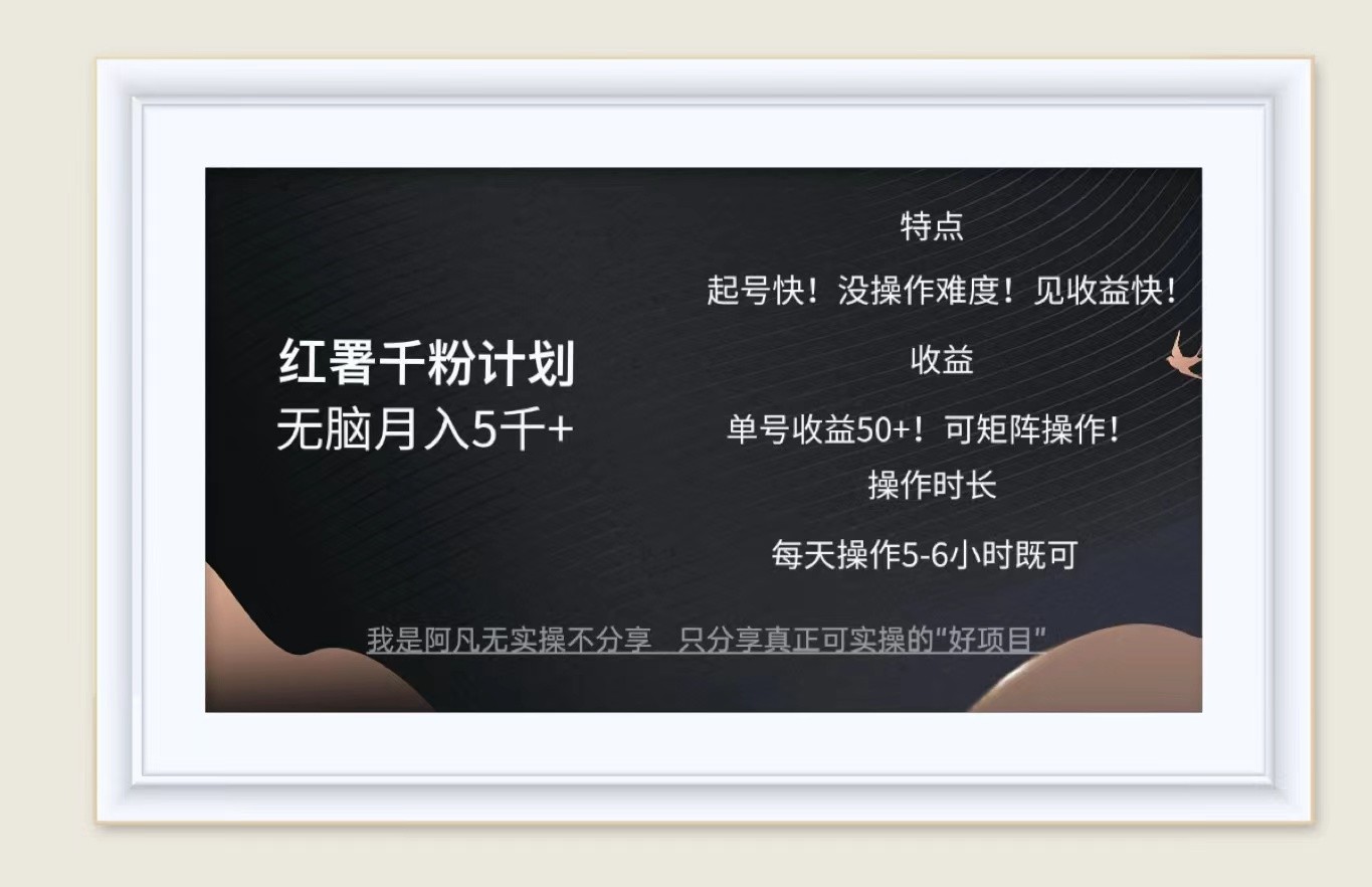 红薯千粉计划无脑月入5千+！既做既赚！-89网创
