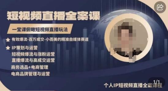 高品质IP短视频直播全案课程，一堂课俯瞰短视频直播玩法-89网创