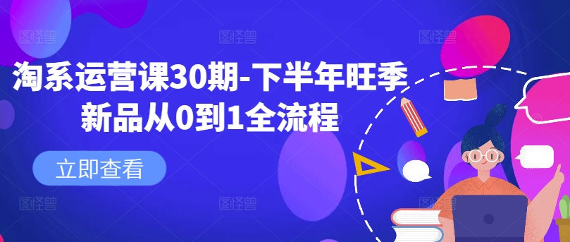 淘系运营课30期-下半年旺季新品从0到1全流程-89网创