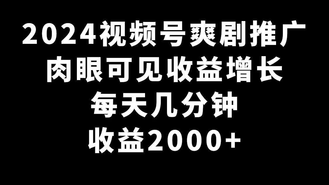 2024视频号爽剧推广，肉眼可见的收益增长，每天几分钟收益2000+-89网创