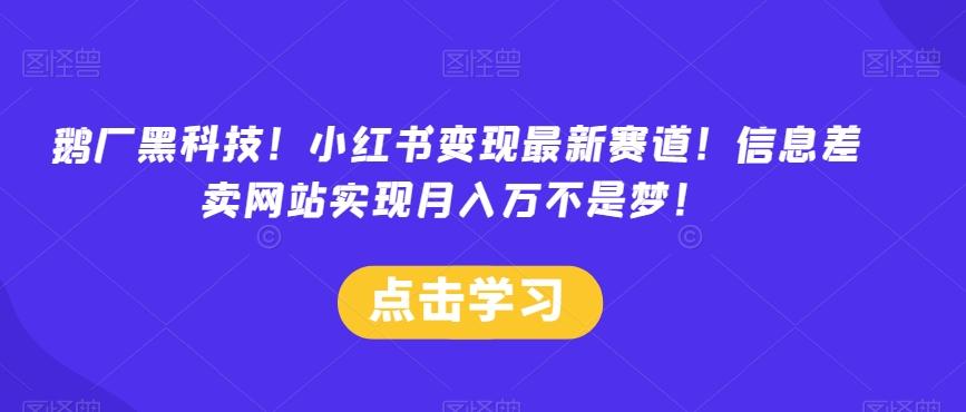 鹅厂黑科技！小红书变现最新赛道！信息差卖网站实现月入万不是梦！-89网创