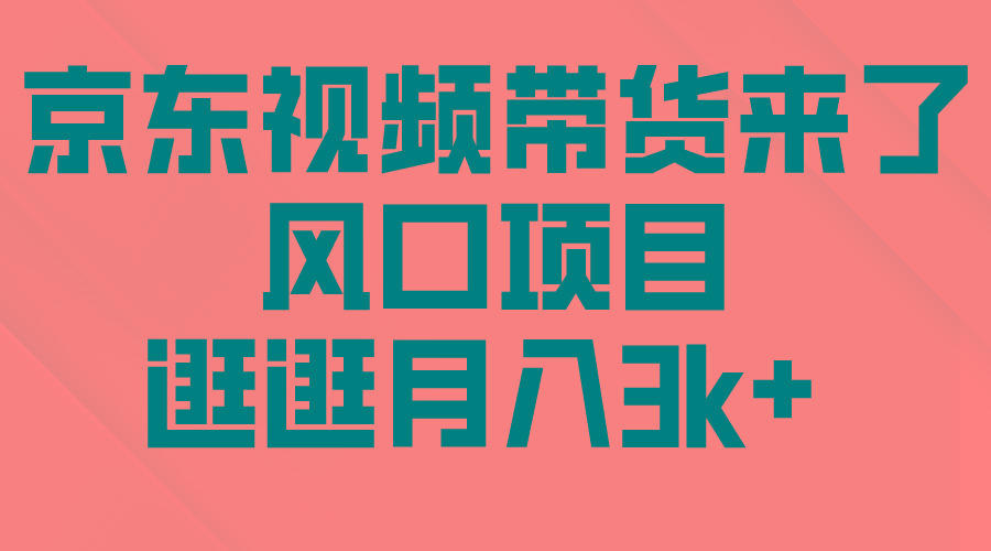 (10025期)京东短视频带货来了，风口项目，逛逛月入3k+-89网创