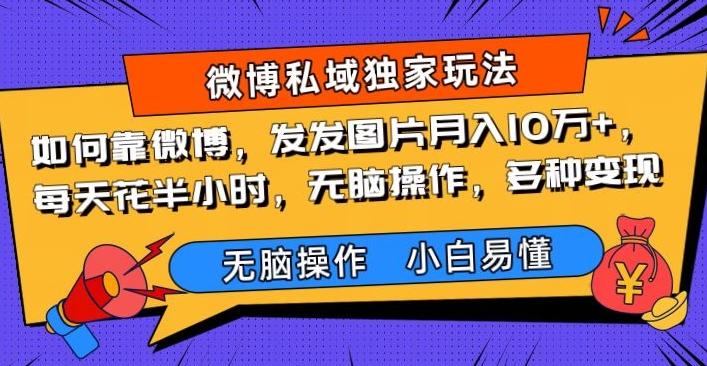 如何靠微博，发发图片月入10万+，‌每天花半小时，无脑操作，多种变现-89网创