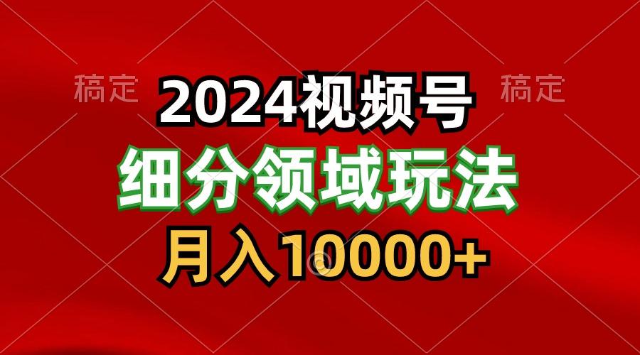 2024视频号分成计划细分领域玩法，每天5分钟，月入1W+-89网创