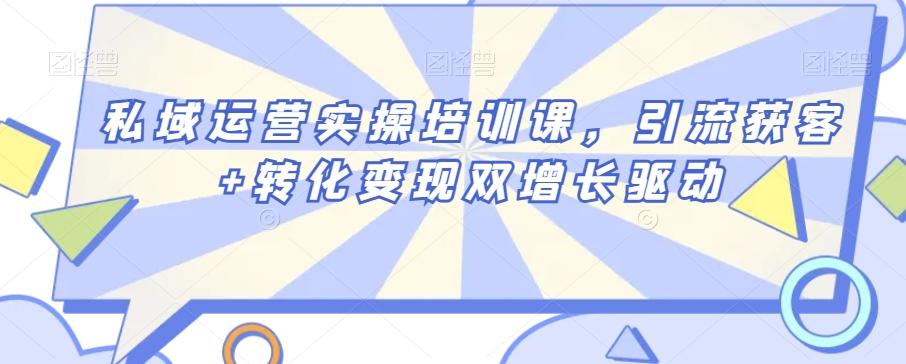 私域运营实操培训课，引流获客+转化变现双增长驱动-89网创