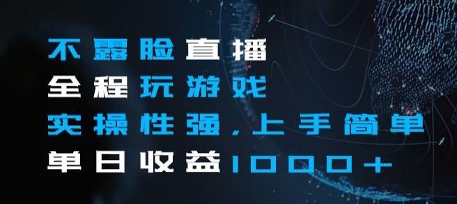 不露脸直播全程玩游戏，实操性强，上手简单，单日收益1000+【揭秘】-89网创