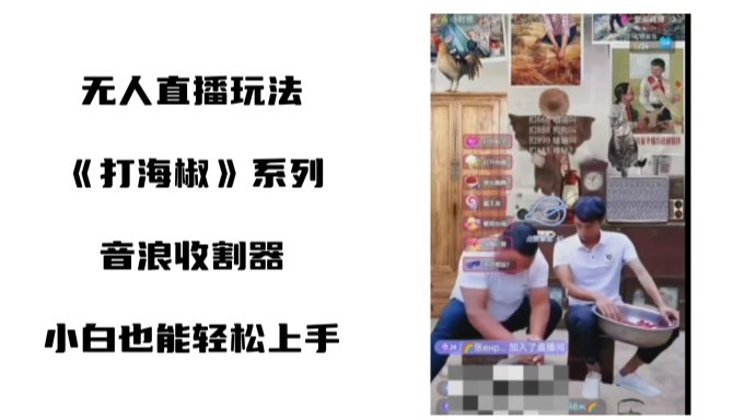 打海椒无人直播整蛊项目，小白轻松上手撸音浪收割器-89网创