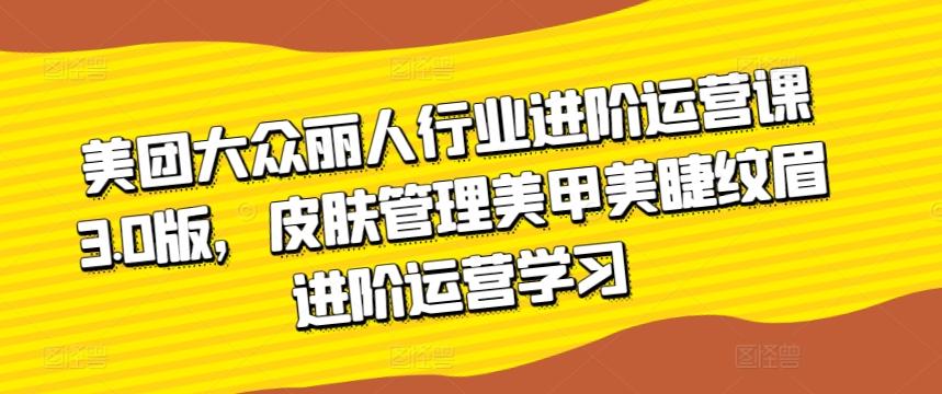 美团大众丽人行业进阶运营课3.0版，皮肤管理美甲美睫纹眉进阶运营学习-89网创