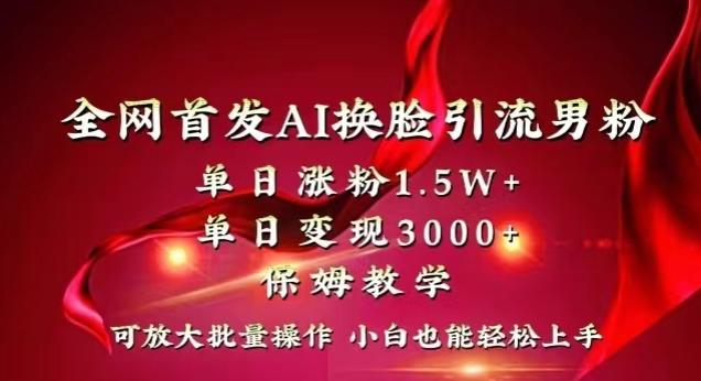 全网首发Ai换脸引流男粉，单日涨粉1.5w+，单日变现3000+，小白也能轻松上手拿结果【揭秘】-89网创