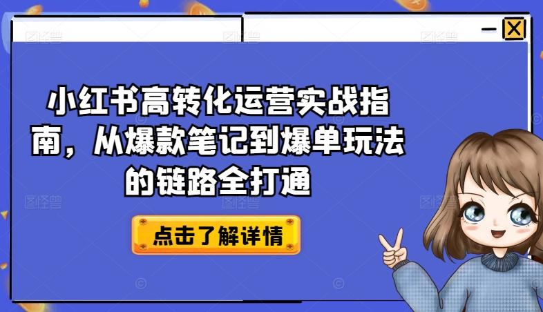 小红书高转化运营实战指南，从爆款笔记到爆单玩法的链路全打通-89网创