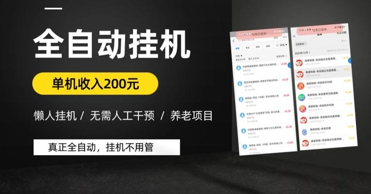 懒人挂机养老项目，全自动挂机无需人工看管，单机收入200元，可批量-89网创