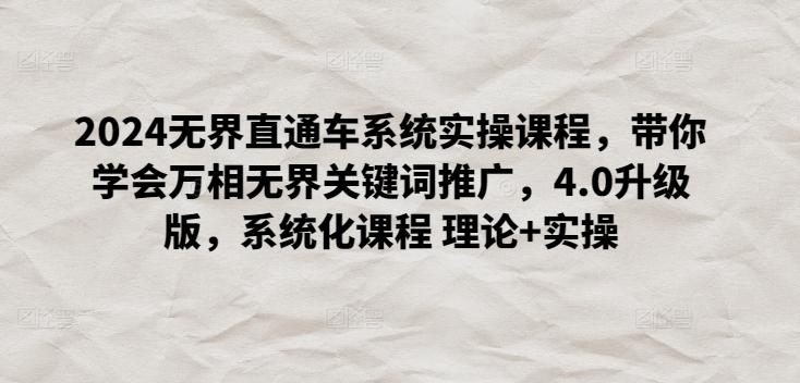 2024无界直通车系统实操课程，带你学会万相无界关键词推广，4.0升级版，系统化课程 理论+实操-89网创