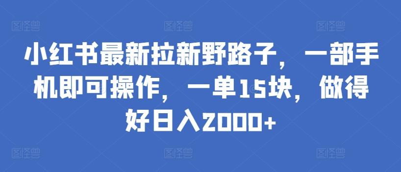 小红书最新拉新野路子，一部手机即可操作，一单15块，做得好日入2000+【揭秘】-89网创
