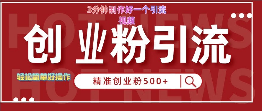 快手被动引流创业粉500+的玩法，3分钟制作好一个引流视频，轻松简单好操作【揭秘】-89网创