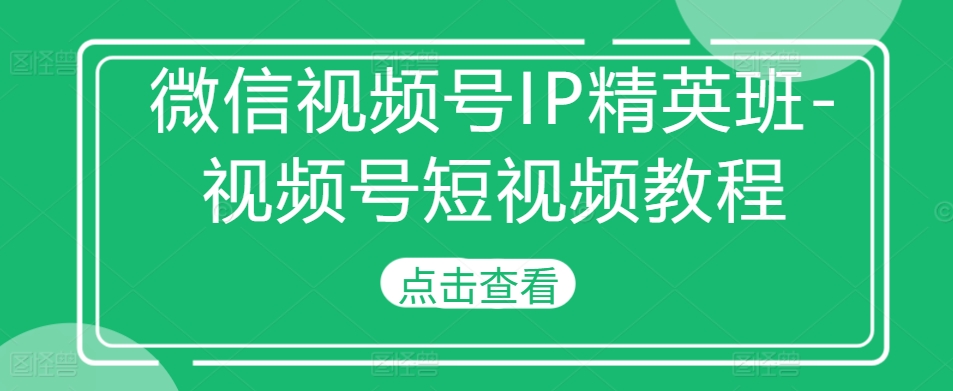 微信视频号IP精英班-视频号短视频教程-89网创