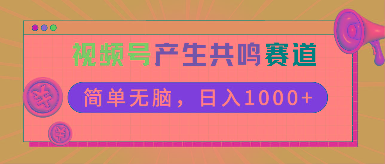 2024年视频号，产生共鸣赛道，简单无脑，一分钟一条视频，日入1000+-89网创