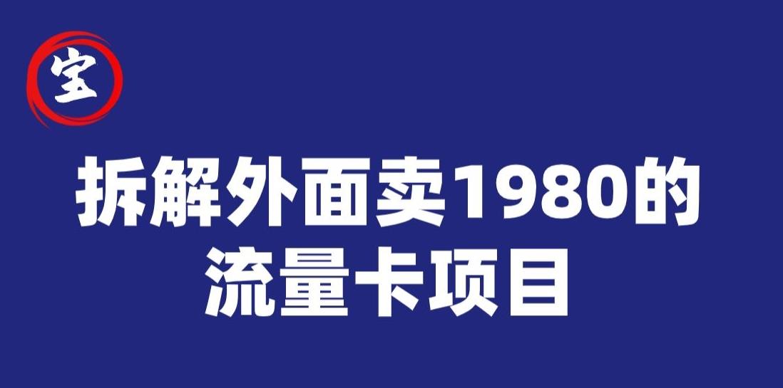 宝哥拆解外面卖1980手机流量卡项目，0成本无脑推广-89网创