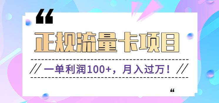 正规手机流量卡项目，一单利润100+，月入过万！人人可做(推广技术+正规渠道)-89网创
