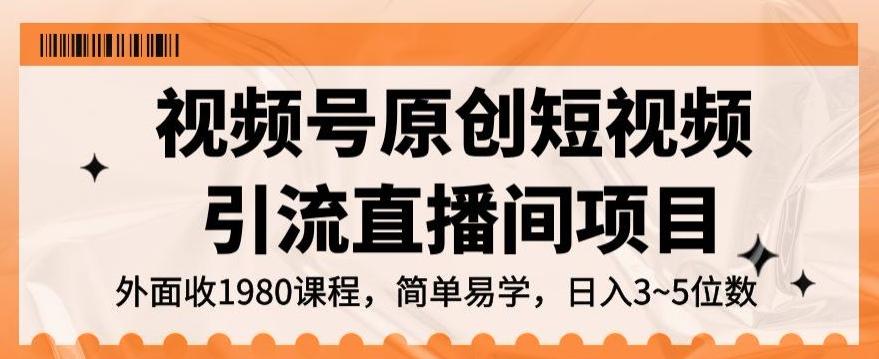 视频号原创短视频引流直播间项目，日入3~5五位数【揭秘】-89网创