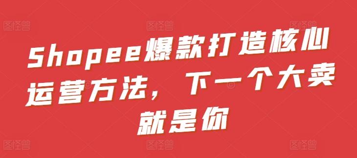 Shopee爆款打造核心运营方法，下一个大卖就是你-89网创