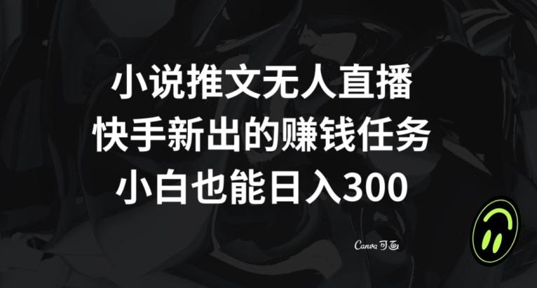 小说推文无人直播，快手新出的赚钱任务，小白也能日入300+【揭秘】-89网创