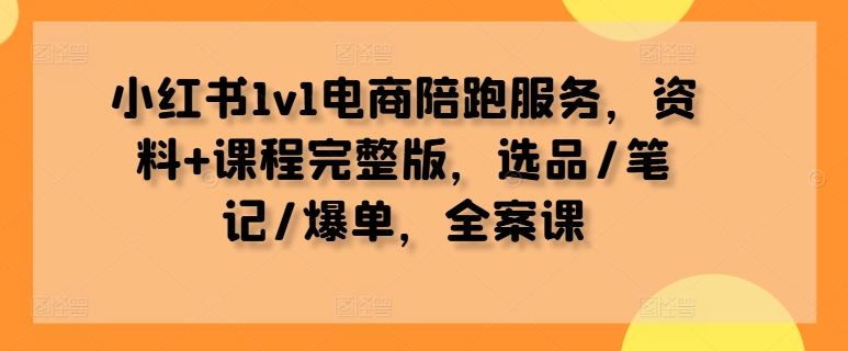 小红书1v1电商陪跑服务，资料+课程完整版，选品/笔记/爆单，全案课-89网创