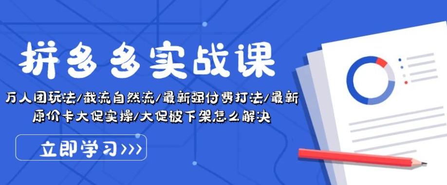 拼多多实战课：万人团玩法/截流自然流/最新强付费打法/最新原价卡大促..-89网创