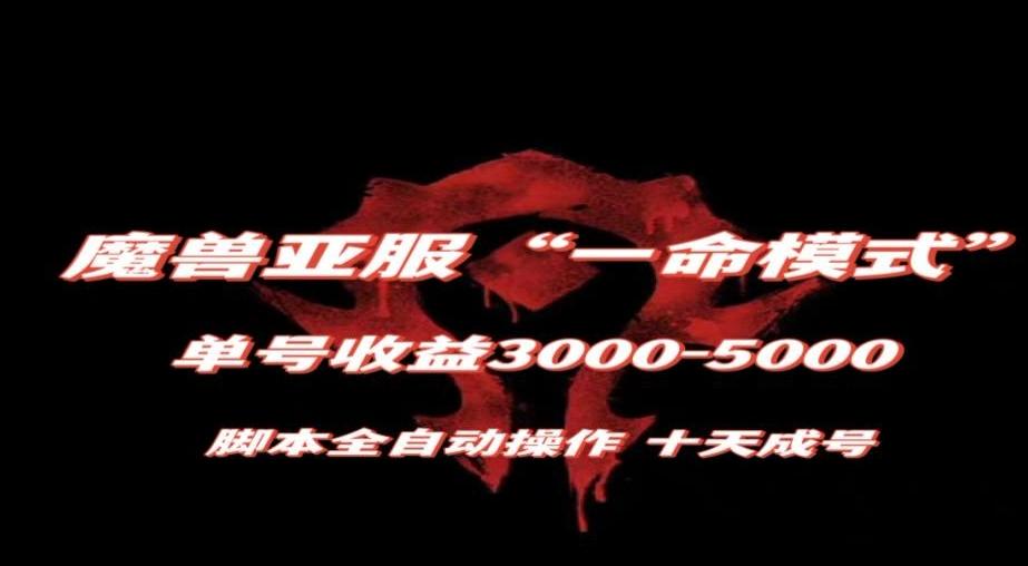 魔兽亚服一命模式，10天成号-单号3千-5千，脚本全自动操作，保姆级教学【揭秘】-89网创