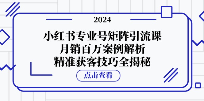 小红书专业号矩阵引流课，月销百万案例解析，精准获客技巧全揭秘-89网创