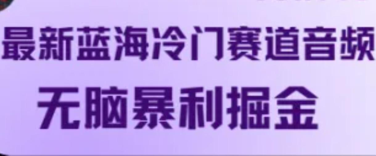 最新蓝海冷门赛道音频，无脑暴利掘金-89网创