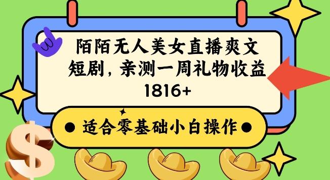 陌陌美女无人直播爽文短剧项目，亲测一个星期1800+【揭秘】-89网创