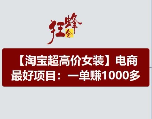 淘宝超高价女装项目，电商最好赛道，一单赚1000多-89网创