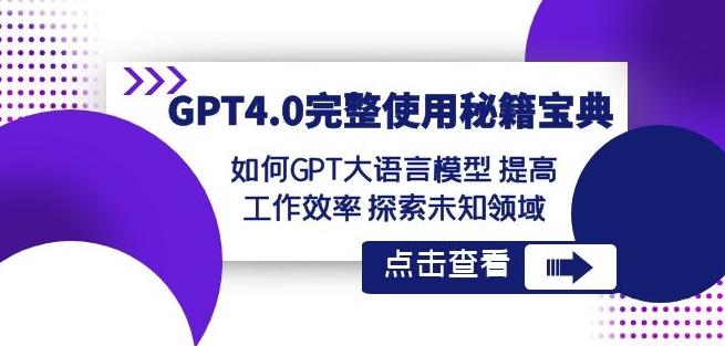 GPT4.0完整使用-秘籍宝典：如何GPT大语言模型提高工作效率探索未知领域-89网创