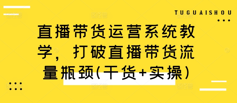 直播带货运营系统教学，打破直播带货流量瓶颈(干货+实操)-89网创